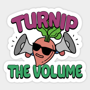 Turnip The Volume Funny Disco Gardening Gift Sticker